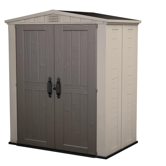 Keter Factor Resin Storage Shed (multiple sizes), All-Weather Plastic Outdoor Storage, Beige/Taupe