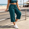 thumbnail image 6 of Ltctricy Plus Size Pants for Women Casual Drawstring Loose Capri Pants with Pockets Elastic Waist Crop Trousers, 6 of 7