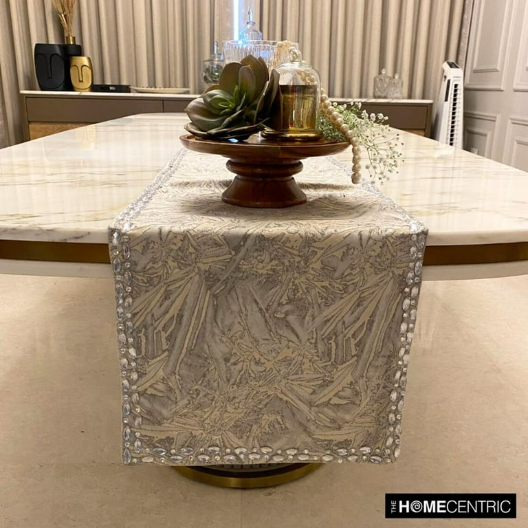 Decorative Silver Table Runner 8 Seater Table Runner (16 x 108