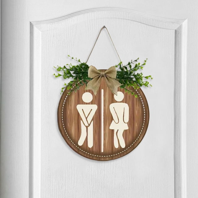 Letrero de baño para decoración de pared de hombres y mujeres, puerta de baño de madera, letrero de género para apartamento, negocio, granja