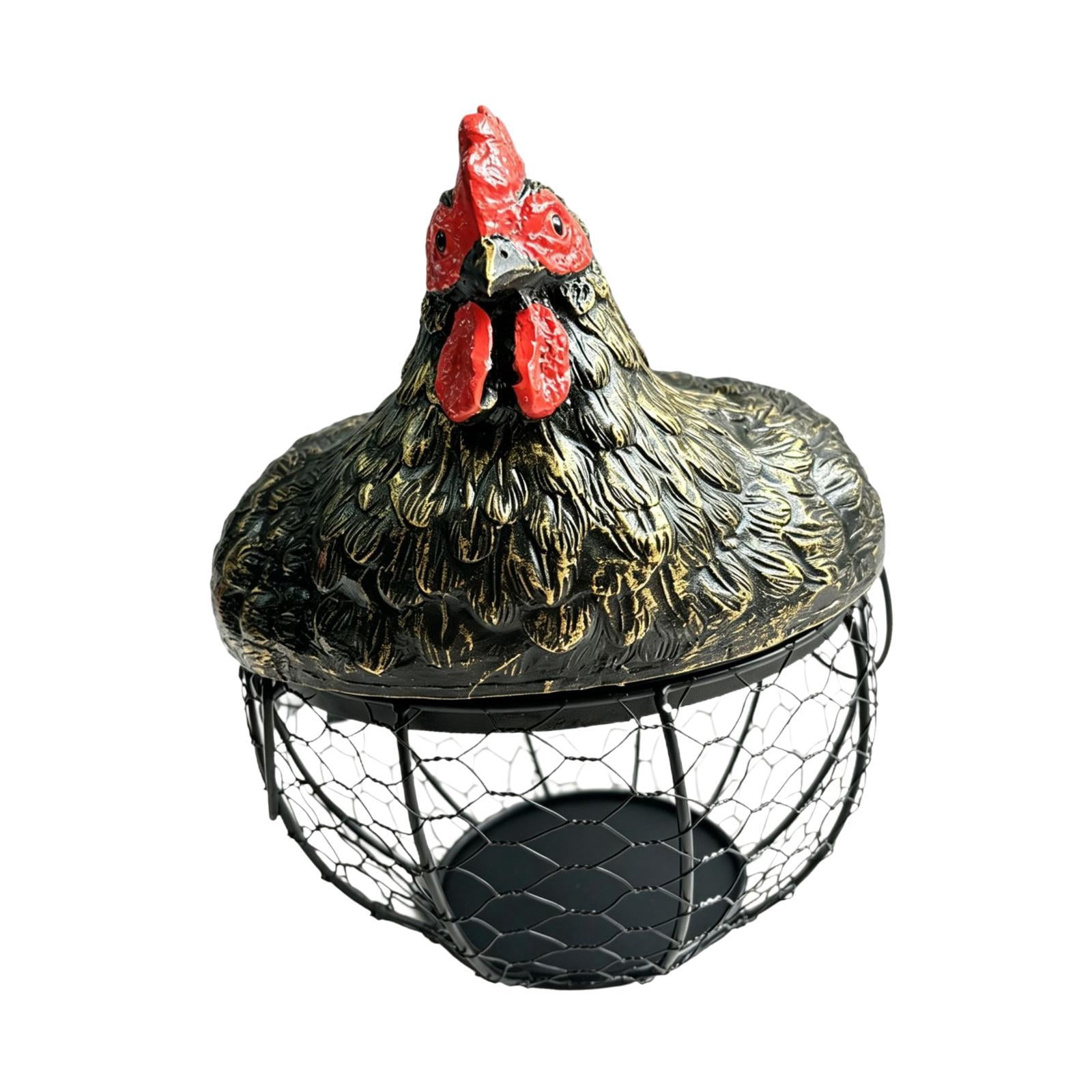 Fiocias Chicken Egg Basket Fresh Eggs Holder Large Capacity Round Decorative Egg Collecting Basket Container for Vegetable Countertop Gold