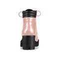 thumbnail image 3 of BLISSFUL STEP Women's Boot Rounded Toe Side Zip Combat Block Heel Ankle Boots Pink 6, 3 of 8