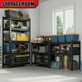 thumbnail image 3 of 5 Tier Storage Rack, Adjustable Height Shelving, Warehouse Supermarket Basement Storage, Black Requires Assembly, 3 of 7