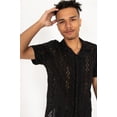 thumbnail image 3 of Ragstock Laser Cut Diamond Pattern Button Up Shirt, 3 of 4