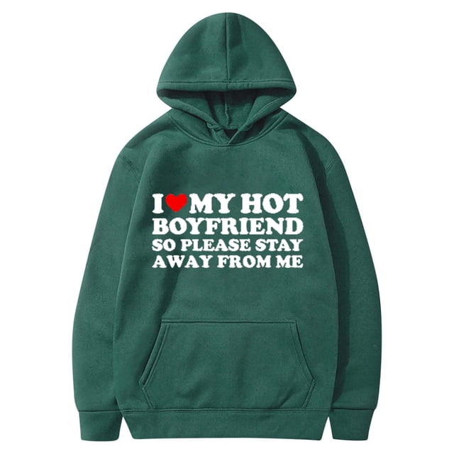 DPTALR Valentine's Day Couple Print Hooded Fleece Pocket Sweater Coat