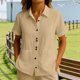 thumbnail image 2 of Tops Sueltos Casuales para Mujeres Moda No Posicionamiento Impreso 3/4 Manga V-Cuello Blusa con Poliéster Suave, Cómodo Top para el Uso Diario en Casa O Trabajo, 2 of 7