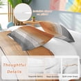 thumbnail image 2 of 3 Piece Orange Gray Duvet Cover Set California King,Microfiber Comforter/Quilt Cover with Corner Ties and 2 Pillowcases,Farmhouse Retro Gradient Wooden Grain All Season Bedding with Zipper Closure, 2 of 8