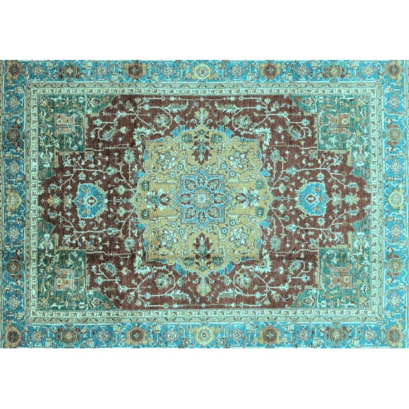 Ahgly Company Indoor Rectangle Abstract Light Blue Modern Area Rugs, 4' x 6'