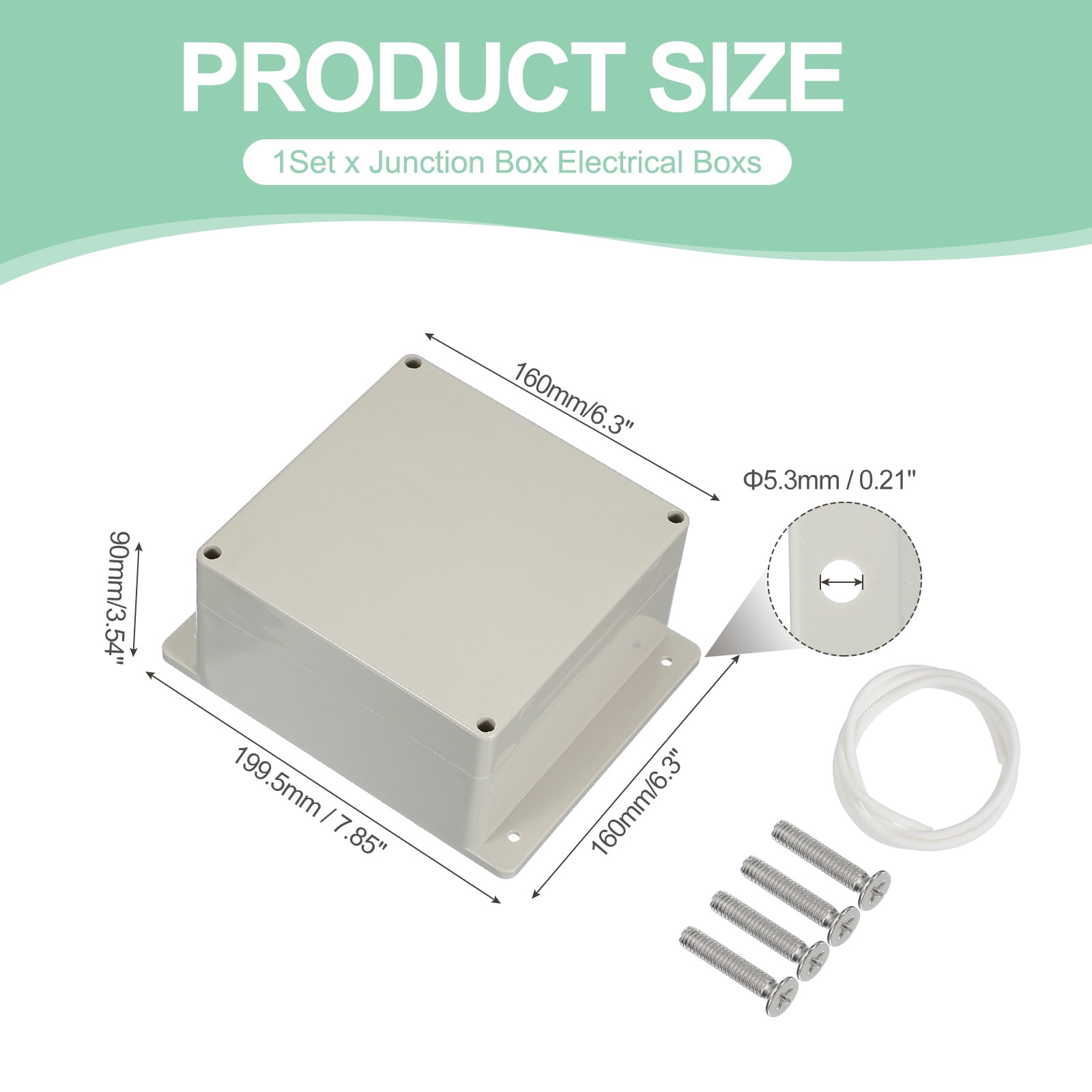 Uxcell Junction Box, Electrical Enclosure Box ABS Plastic Waterproof Outlet Plug Cover Cord Protector with Mounting Plate for Outdoor Indoor Electric Projects White/Grey 160 x 160 x 90 mm