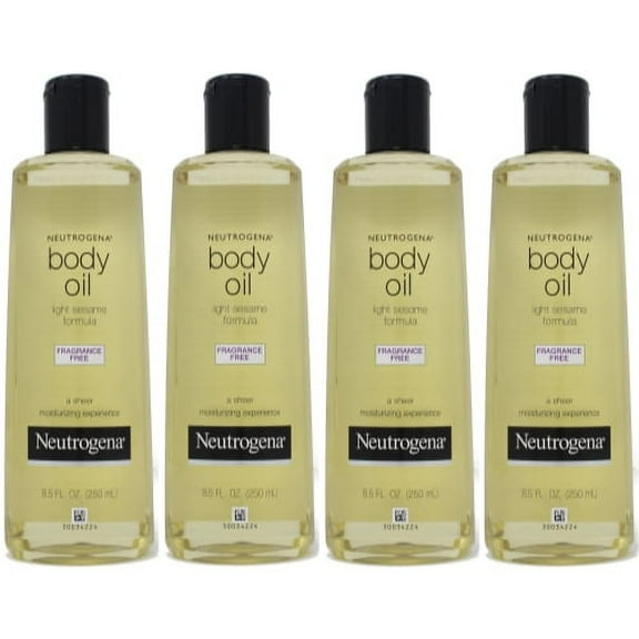 4 Pack Neutrogena Body Oil Fragrance Free Light Sesame Formula 8.5 Ounce
