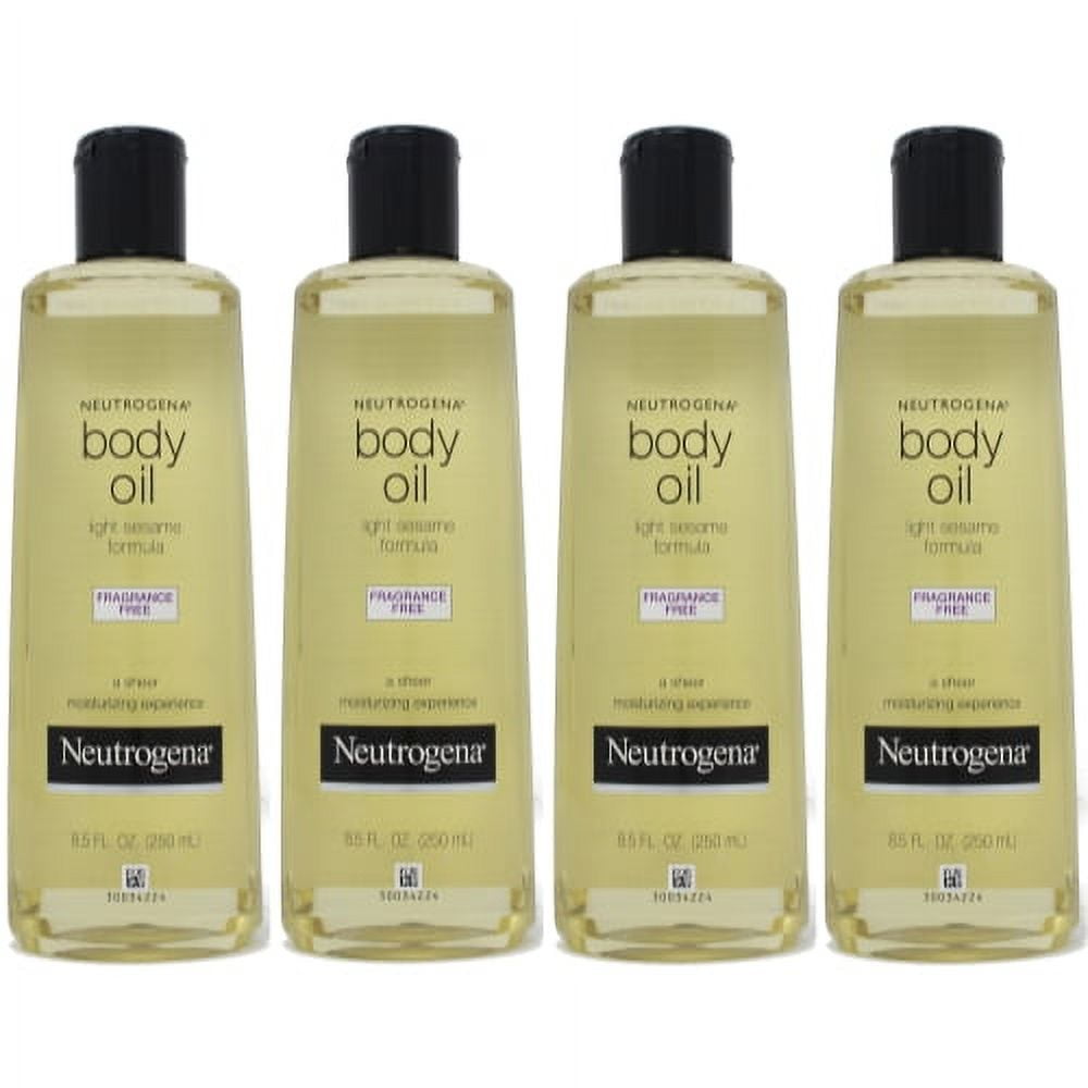 4 Pack Neutrogena Body Oil Fragrance Free Light Sesame Formula 8.5 Ounce