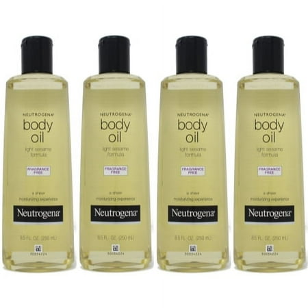 4 Pack Neutrogena Body Oil Fragrance Free Light Sesame Formula 8.5 Ounce
