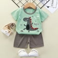 thumbnail image 4 of KDFJPTH Toddler Boys Girls Summer Outfits Cute Dinosaur Lion Animal Short Sleeve T-Shirt and Short Set, 4 of 4