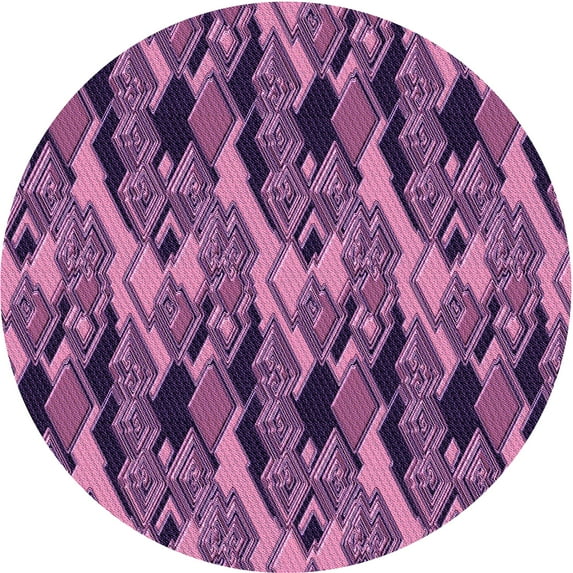 Ahgly Company Indoor Round Patterned Orchid Purple Area Rugs, 4' Round