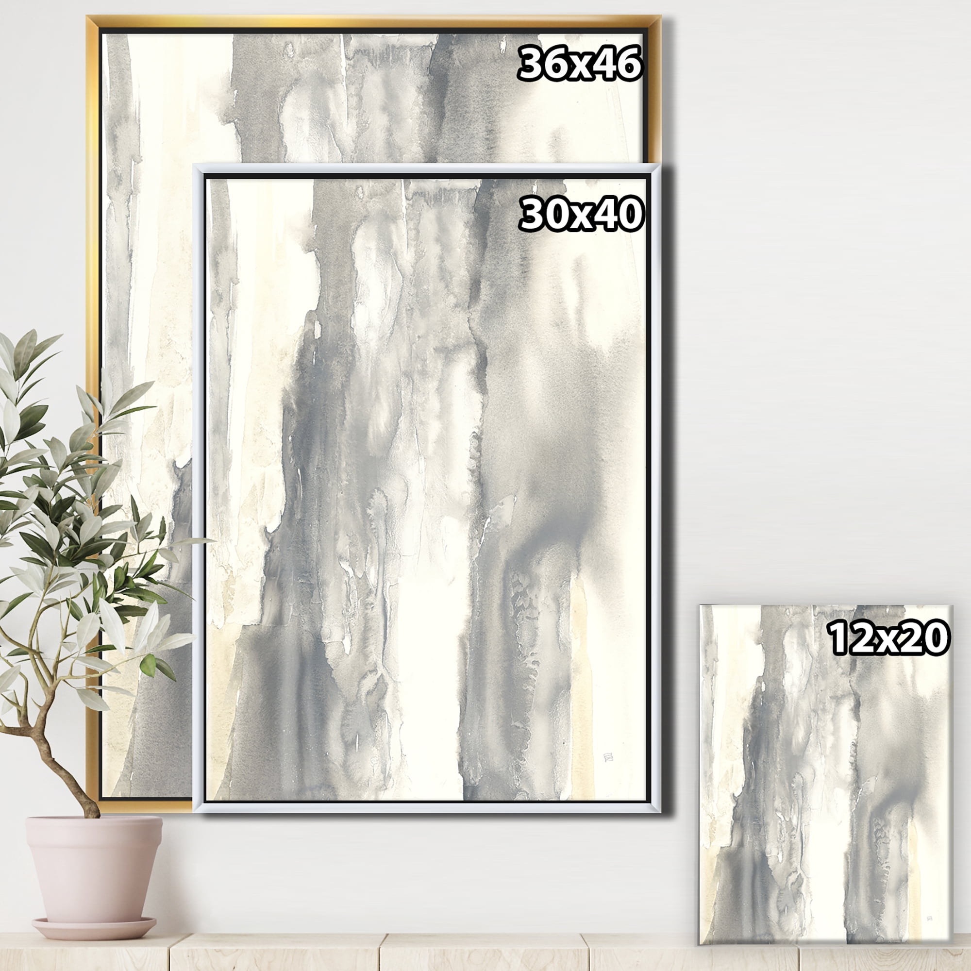 Designart ' Gold Glamour Direction I ' Modern & Contemporary Framed Canvas