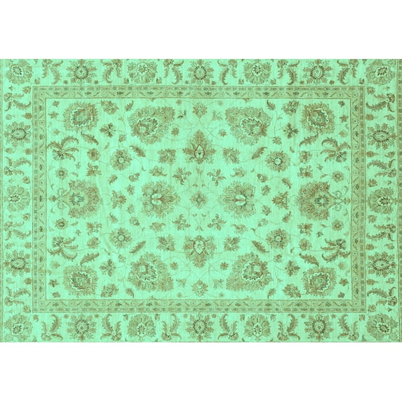 Ahgly Company Machine Washable Indoor Rectangle Abstract Turquoise Blue Modern Area Rugs, 5' x 8'