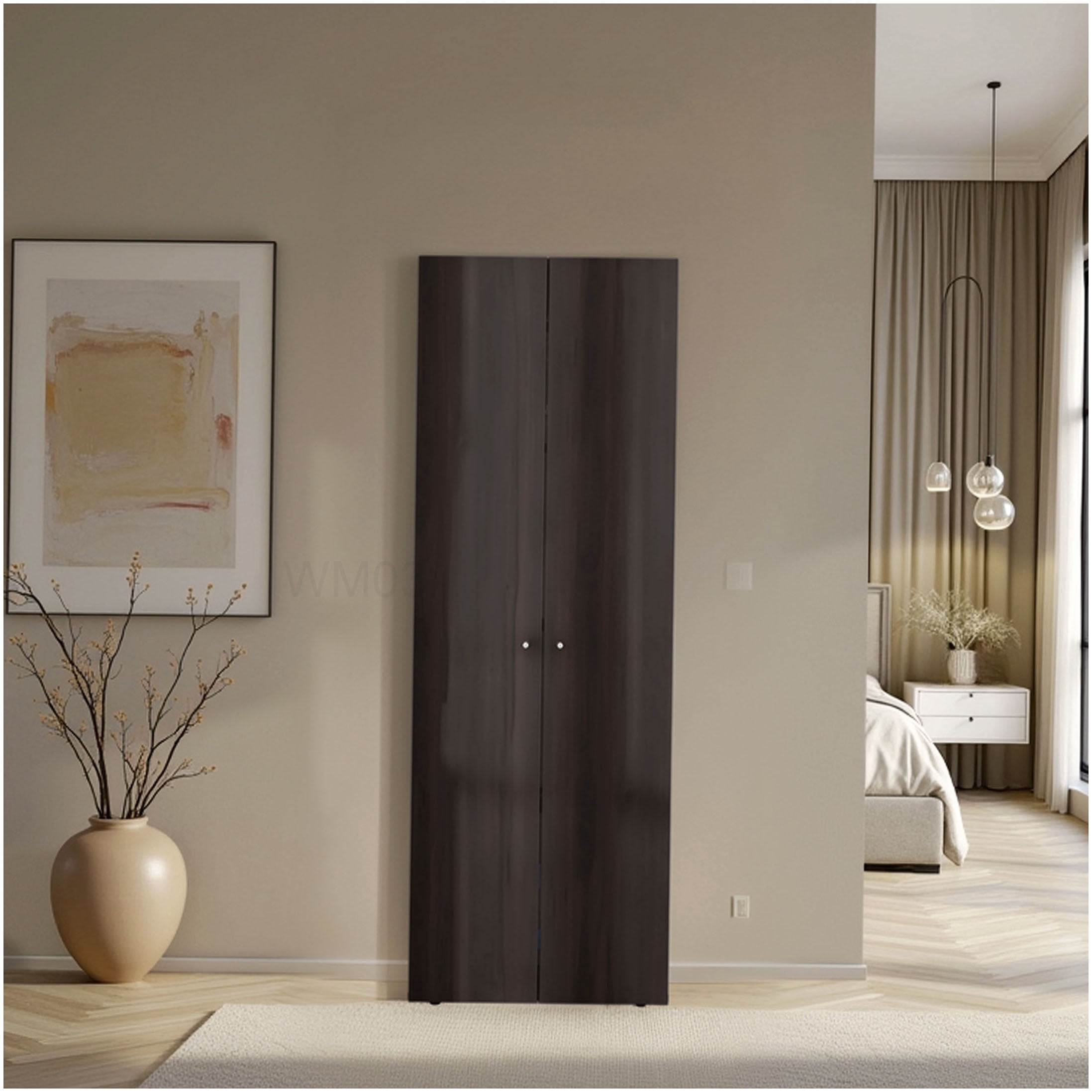 Sauder HomePlus Wooden Sliding Door Wardrobe Cabinet with Storage