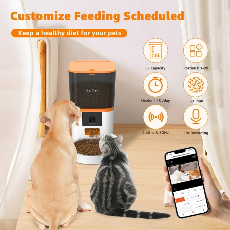 Roilpet 6L Automatic Pet Feeder for Cats Dogs Rabbits with Camera