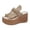 Beige, variant on Rokment Women's Platform Wedge Flip Flops Delicate-Bee Bowknot Fashion Casual Suede Extra Chunky High Heels Slip on Backless Dress Sandals Comfortable Walking Slides Summer Shoes Beige Size 6