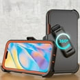 thumbnail image 6 of Xhy iPhone 13 Case + Screen Protectors + Belt Clip Holster + Camera Lens Protector, Heavy Duty Hard Shockproof Armor Protector Case (Black+Orange), 6 of 7
