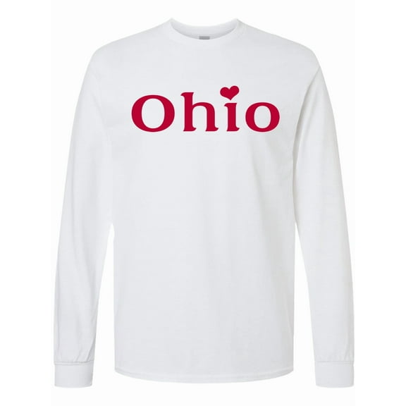 Inktastic Ohio in Red Text with Heart Long Sleeve T-Shirt