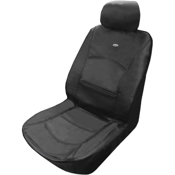 Masque 63013 Leather Low Back Seat Cover – 1 PC Manhattan Black Luxury Car Seat Protector with Thick Foam Padding, Universal Fit  Premium Breathable Design