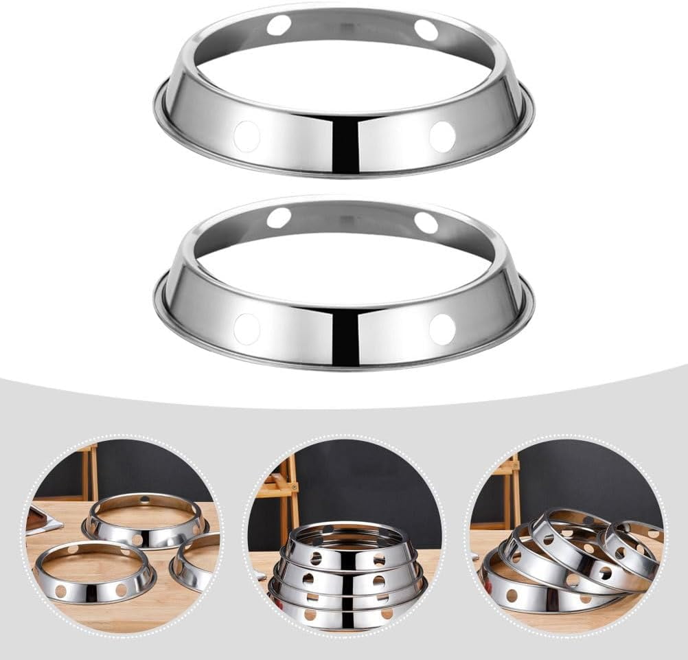 ABCISI 2 Pack Stainless Steel Wok Rings for Gas Stove, Durable Pot Holder Set, Universal Wok Ring Stand Fits Most Home Kitchens & Restaurants, Heat Resistant Cooking Rack for Wok and Frying Pan,9.2in