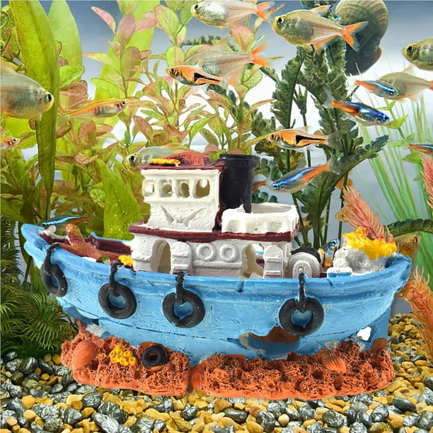 Fish Tank Shipwreck Decoration Artificial Aquarium Realistic Pirate  Shipwreck Ornament for Home Fish Tank Water Tank Aquarium 