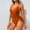 Orange, variant on Dzypnd Women's Ruched High Cut One Piece Swimsuit Tie Strappy V Neck Monokini Swimwear Sexy Belly Control Bathing Suits for Women Watermelon Red Xl