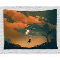 thumbnail image 1 of Fantasy Art House Decor Tapestry, Man with Balloons in the Sky Starry Night Lightness of Being, Wall Hanging for Bedroom Living Room Dorm Decor, 60W X 40L Inches, Orange Ash Gray, by Ambesonne, 1 of 2