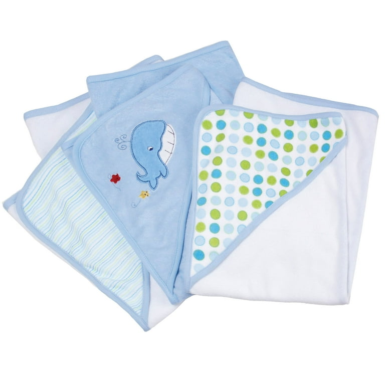 Spasilk Hooded Baby Towel Set, 3-Pack Blue Whale photo 1