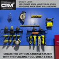 thumbnail image 2 of C2M Heavy Duty Floating Tool Shelf & Organizer 2-Pack | Wall Mounted Garage Storage Rack | Usa Made 100# Weight Limit Compact Steel | Perfect For Milwaukee Tools | Red, 2 of 4