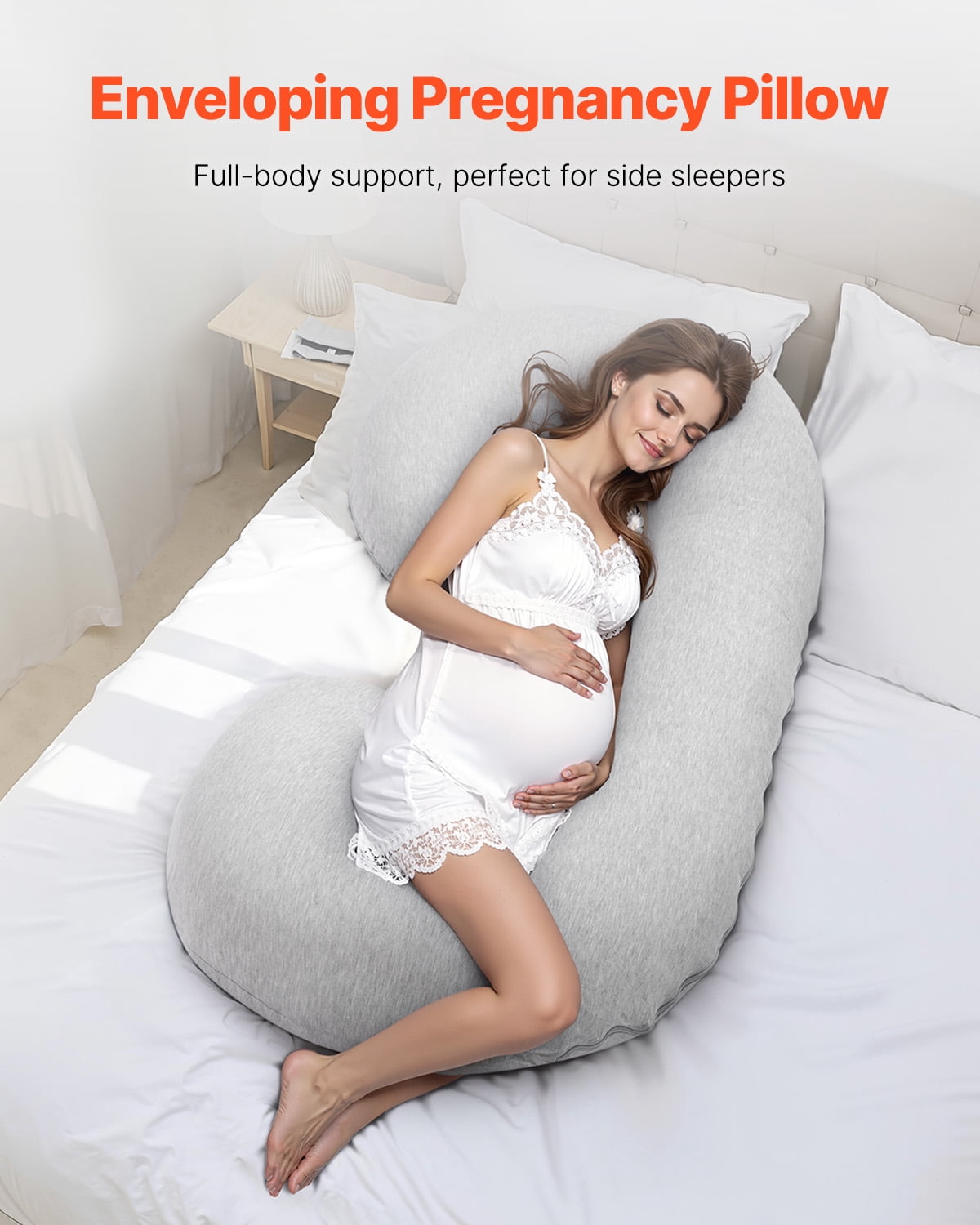 VEVOR Pregnancy Pillow, C-Shaped Full Body Maternity Pillow for Sleeping, Ultra-Soft and Breathable Pregnant Support Pillows with Removable & Washable Cover, Perfect for Back, Belly, Hip