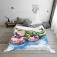 thumbnail image 6 of Vsdgher Alligator Donut Pool Float Pattern Fleece Throw Blanket, Horizontal Fleece Bedding Home Decor for Couch & Bed All Season Use -60"x50", 6 of 6