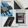 thumbnail image 4 of 9.2x6.7 inch Leather Notebook 100 Sheets, Multi-Pocket Design & Pen Loop Blue Color Happy Halloween Refillable Journal Organizer, 4 of 6