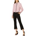 thumbnail image 2 of INSPIRE CHIC Women's Office Button Down Ruffle Stand Collar Long Sleeve Work Shirts, 2 of 6