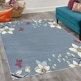 thumbnail image 2 of Floral Decorative Rug, Spring Flowers Leaves Branches Buds Butterflies Frame Like Abstract Art Pattern, Quality Carpet for Bedroom Dorm and Living Room, 6 Sizes, Ceil Blue, by Ambesonne, 2 of 4