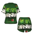 thumbnail image 6 of "Wukai Merry Christmas Women's Pajama Set - Short-Sleeve Top and Shorts with Elastic Waistband and Pockets for Loungewear, Yoga, and Casual Wear-XX-Large, 6 of 8