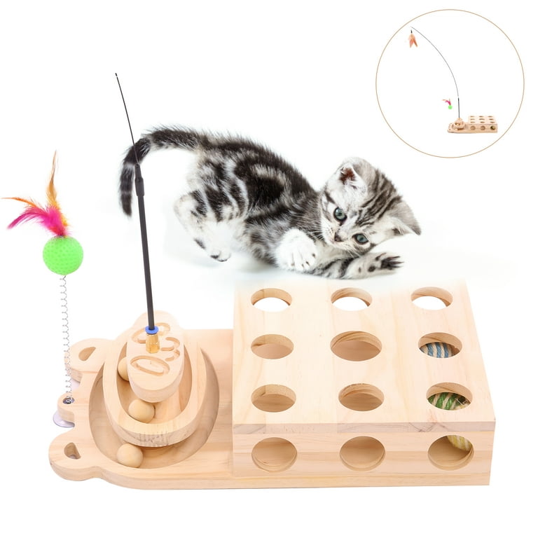 Interactive Cat Puzzle Toy With Ball Hide Seek Scratch Platform