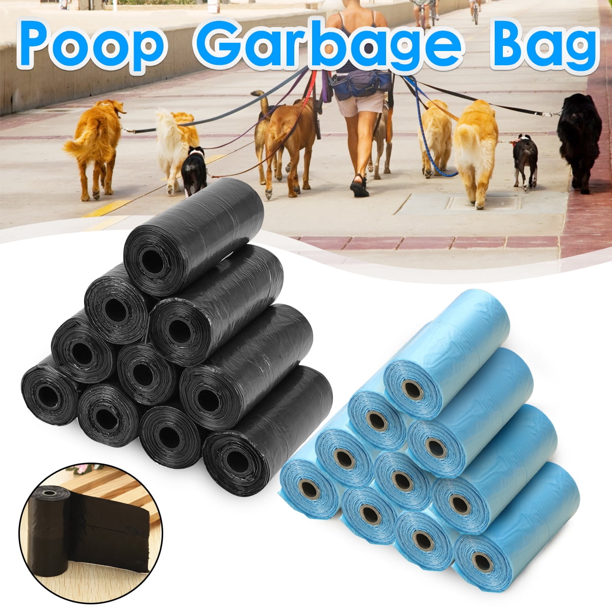 Pet Cat Waste Poop Clean Pick Up Garbage Bags Biodegradable Dog Poo Bag Black / Blue Walmart