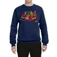 thumbnail image 2 of Wild Bobby, Colorful Rainbow Cat Animal Lover Unisex Crewneck Graphic Sweatshirt, Navy, 2XL, 2 of 3