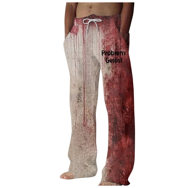 WEAIXIMIUNG Mens Overalls for Work Men Drawstring Casual Pants Loose Comfortable Trendy Printed Pants