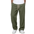 thumbnail image 3 of Men's Straight Leg Pants Elastic Waist Drawstring Joggers Slim Fit Casual Trousers Lightweight Stretchy Breathable Quick Dry for Walking Running Gym Workout Active Athletic, 3 of 9