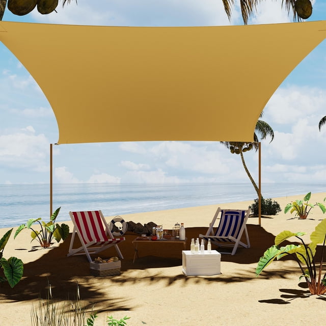 Memoryfield 8x10FT Rectangular Sun Shade Sail UV Protection, Breathable HDPE Outdoor Canopy for Patio Deck Garden, Sand