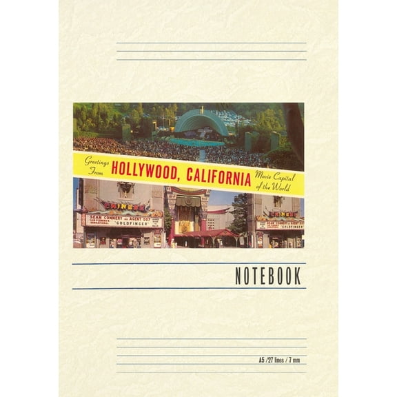 Vintage Lined Notebook Greetings from Hollywood, California, (Paperback)