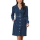 thumbnail image 1 of Vestido Camisero Vaquero para Mujer de Manga Larga con Botones 2023 cuello V y Solapa Vestido con Bolsillos con cinturón Azul oscuro XL, 1 of 6