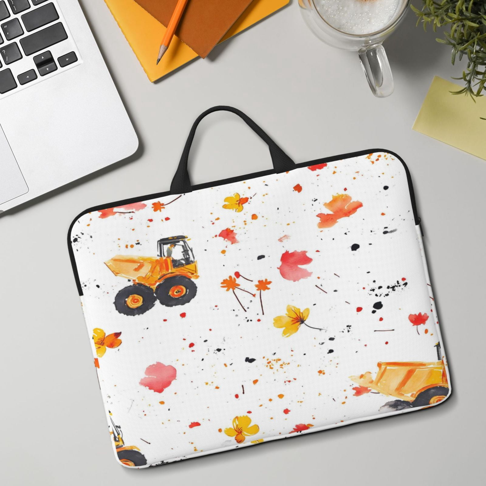 Laptop Sleeve Bag For Women Men 14inch Waterproof Durable Protective Computer Carrying Cover Handle Laptop Case Bag Truck And Flowers