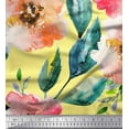 thumbnail image 1 of Soimoi Cotton Voile Fabric Flower & Leaves Watercolor Fabric Prints By Yard 56 Inch Wide, 1 of 1