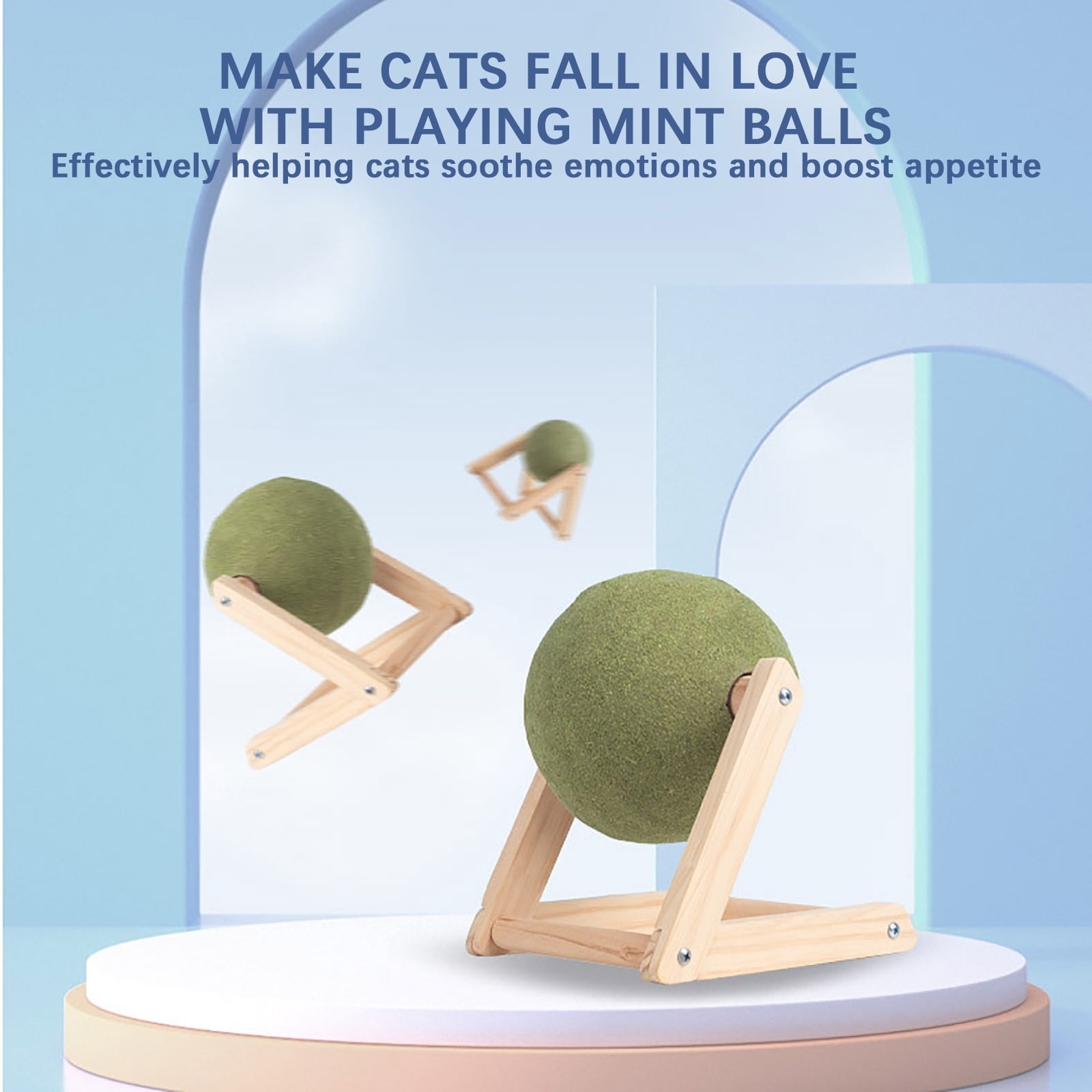 Giant Catnip Ball,Giant Catnip Ball with Wood Stand,Huge Catnip Ball,Giant Cat Toys for Indoor Cats, Interactive Catnip Roller Ball,Interactive Catnip Toy,Relaxation Catnip Ball Toy