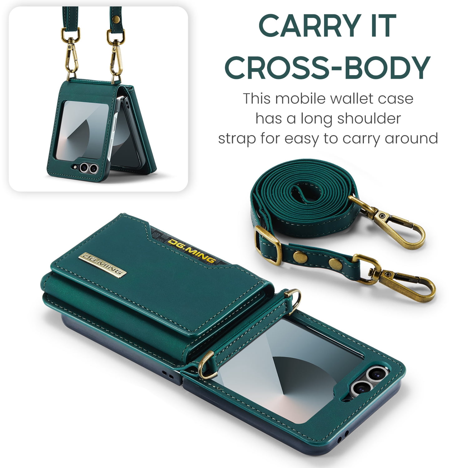 ETFAST Leather Phone Case For Samsung Galaxy Z Flip 6 Wallet Leather Case with Card Holder Leather Phone Case Shockproof Protective Cover